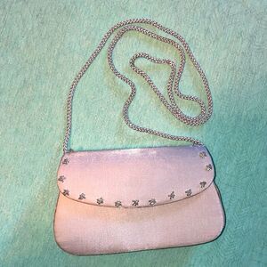 Le Regale LTD handmade vintage evening shoulder mini bag cream satin w/ beads